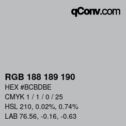 Color code: RGB 188 189 190 | qconv.com