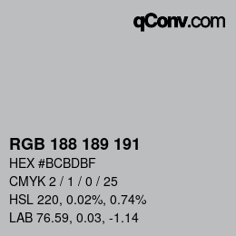 Farbcode: RGB 188 189 191 | qconv.com