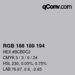 Color code: RGB 188 189 194 | qconv.com