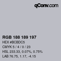 Code couleur: RGB 188 189 197 | qconv.com