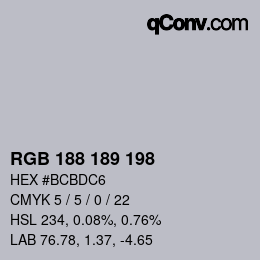 Color code: RGB 188 189 198 | qconv.com
