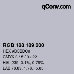 Color code: RGB 188 189 200 | qconv.com