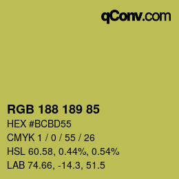 Color code: RGB 188 189 85 | qconv.com