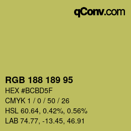 Color code: RGB 188 189 95 | qconv.com