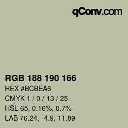 Color code: RGB 188 190 166 | qconv.com