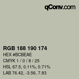 カラーコード: RGB 188 190 174 | qconv.com
