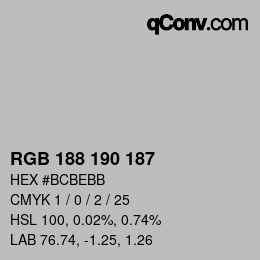 Color code: RGB 188 190 187 | qconv.com