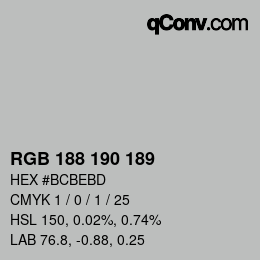 Código de color: RGB 188 190 189 | qconv.com