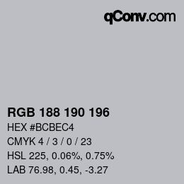 Color code: RGB 188 190 196 | qconv.com