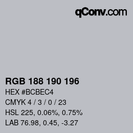 颜色代码: RGB 188 190 196 | qconv.com