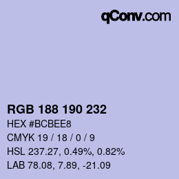 Color code: RGB 188 190 232 | qconv.com