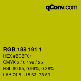 カラーコード: RGB 188 191 1 | qconv.com