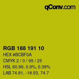 Color code: RGB 188 191 10 | qconv.com