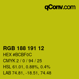 Color code: RGB 188 191 12 | qconv.com