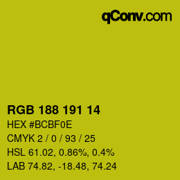 Color code: RGB 188 191 14 | qconv.com