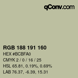 Color code: RGB 188 191 160 | qconv.com