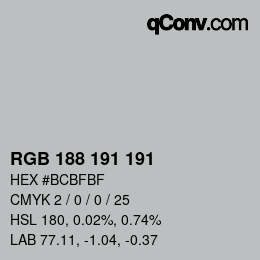 Color code: RGB 188 191 191 | qconv.com
