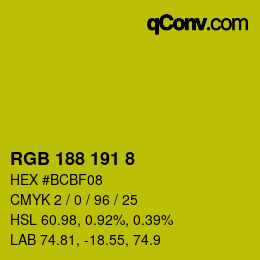 颜色代码: RGB 188 191 8 | qconv.com