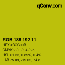 Color code: RGB 188 192 11 | qconv.com