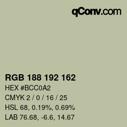 カラーコード: RGB 188 192 162 | qconv.com