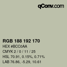 Color code: RGB 188 192 170 | qconv.com