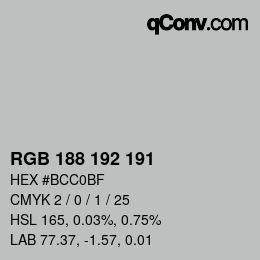 Código de color: RGB 188 192 191 | qconv.com