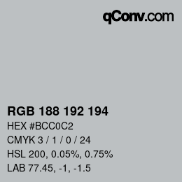 Color code: RGB 188 192 194 | qconv.com
