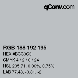 カラーコード: RGB 188 192 195 | qconv.com