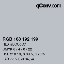 Color code: RGB 188 192 199 | qconv.com
