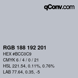 Código de color: RGB 188 192 201 | qconv.com