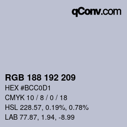 カラーコード: RGB 188 192 209 | qconv.com