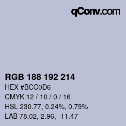 カラーコード: RGB 188 192 214 | qconv.com