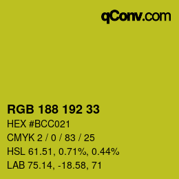 Color code: RGB 188 192 33 | qconv.com