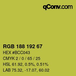カラーコード: RGB 188 192 67 | qconv.com