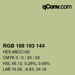 Código de color: RGB 188 193 144 | qconv.com