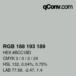 Color code: RGB 188 193 189 | qconv.com