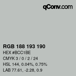 カラーコード: RGB 188 193 190 | qconv.com