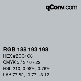 Color code: RGB 188 193 198 | qconv.com