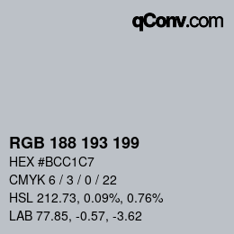 Color code: RGB 188 193 199 | qconv.com