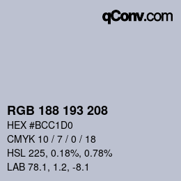 カラーコード: RGB 188 193 208 | qconv.com