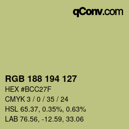 颜色代码: RGB 188 194 127 | qconv.com