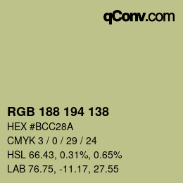 Código de color: RGB 188 194 138 | qconv.com