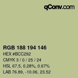 颜色代码: RGB 188 194 146 | qconv.com