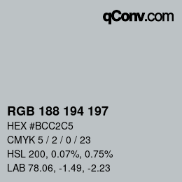 Code couleur: RGB 188 194 197 | qconv.com