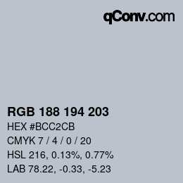 Color code: RGB 188 194 203 | qconv.com