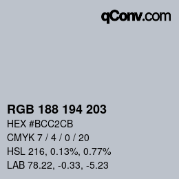 Color code: RGB 188 194 203 | qconv.com