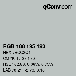 Code couleur: RGB 188 195 193 | qconv.com