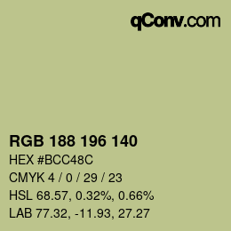 颜色代码: RGB 188 196 140 | qconv.com