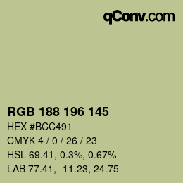 Color code: RGB 188 196 145 | qconv.com