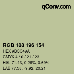 Color code: RGB 188 196 154 | qconv.com